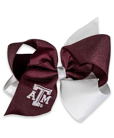 Texas A&M Maroon And White Embroidered Beveled ATM King Bow