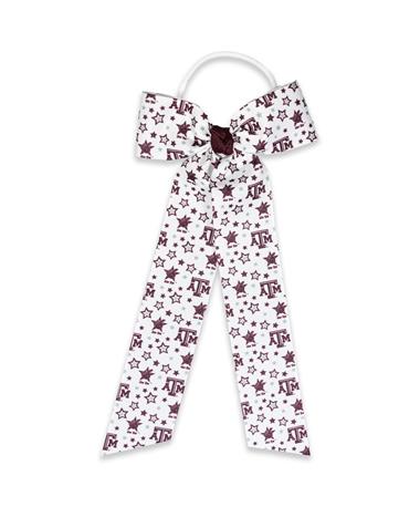 Texas A&M Maroon And White Tail Tie Beveled ATM And Stars Bow