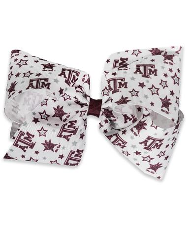 Texas A&M Maroon And White Beveled ATM And Stars King Bow