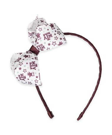 Texas A&M Maroon And White Beveled ATM And Star Print Bow Headband
