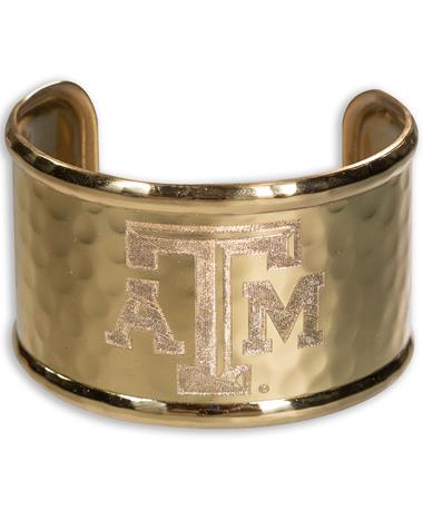 Texas A&M 1.5 Rimmed Engraved Cuff Gold