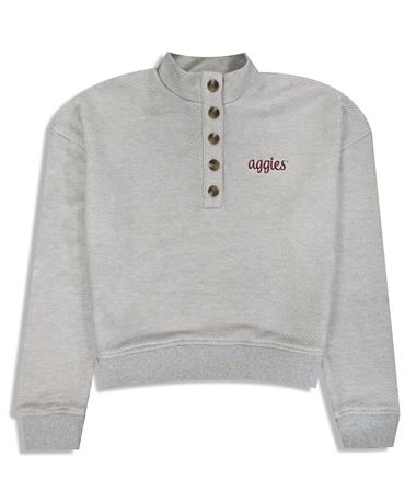 Aggies Coastal Terry Grey Button Up Sweater