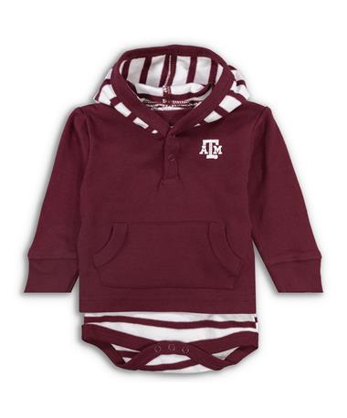 Texas A&M Infant Maroon and White Stripe Hooded Creeper