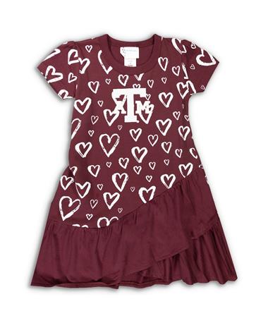 Texas A&M Toddler Maroon Distressed Heart Dress