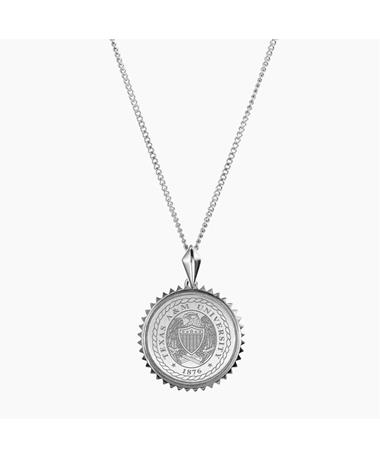 Texas A&M Sunburst Crest Sterling Silver Necklace