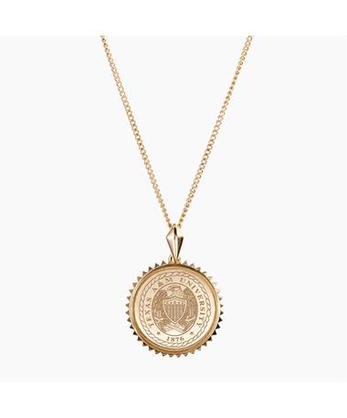 Texas A&M Sunburst Crest Gold Necklace