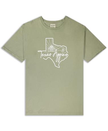 Texas A&M Aggies Script Outline Green T-Shirt