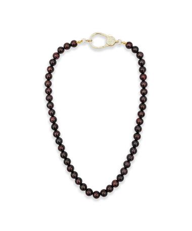 Red Garnet Lobster Pave Clasp Necklace