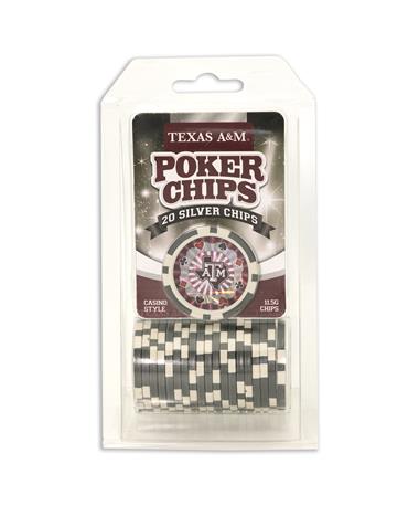 Texas A&M Lonestar 20pc Silver Poker Chips