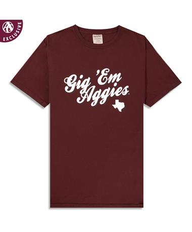 Texas A&M Maroon Script Gig 'Em Aggies T-Shirt