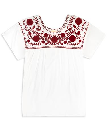 White Blouse with Maroon Embroidery