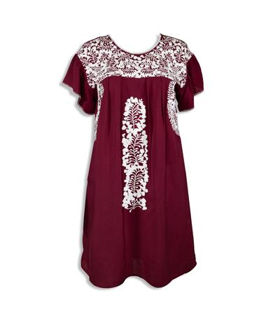 Mays Embroidered Maroon Dress