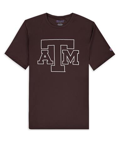 Texas A&M Block ATM Outline Champion Maroon Athletic Tee