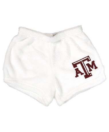 Texas A&M White Fluffy Shorts with Sparkly A&M