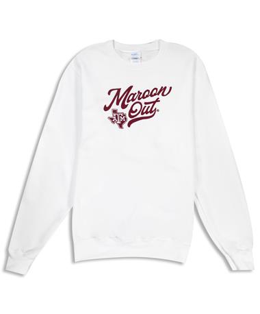 Texas A&M White Maroon Out Embroidered Sweatshirt