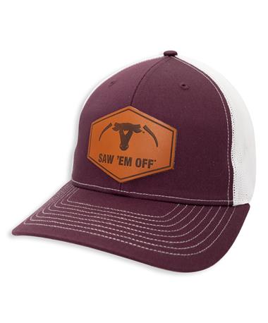 Saw 'Em Off Leather Patch Maroon Cap