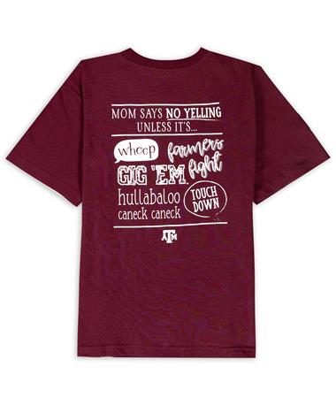 Texas A&M Youth Mom Says No Yelling T-Shirt