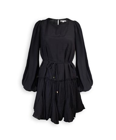 Black Long Sleeve Ruffle Dress