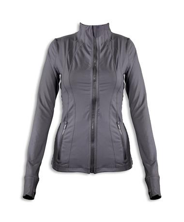 Women's Grey Open Front Zipper Jacket