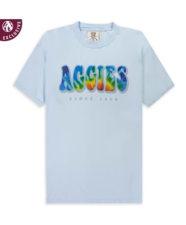 Texas A&M Aggies Tie-Dye Letters Blue T-Shirt