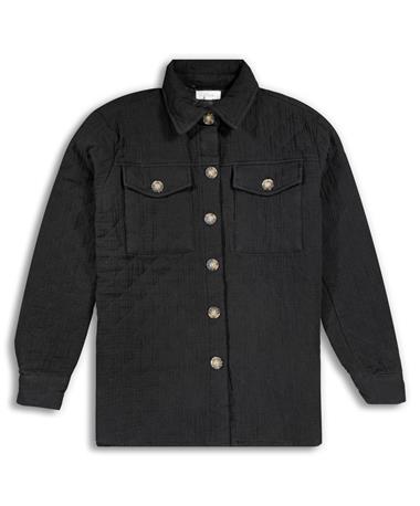 Black Button Down Quilt Jacket
