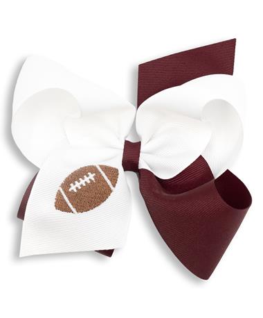 Texas A&M Maroon and White King Football Embroidered Bow