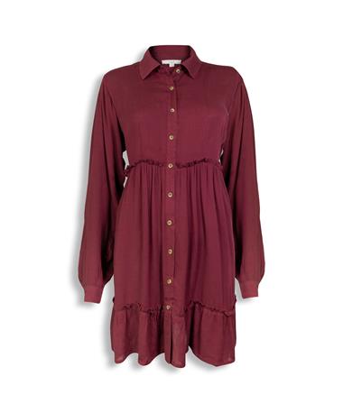 Solid Maroon Button Down Dress