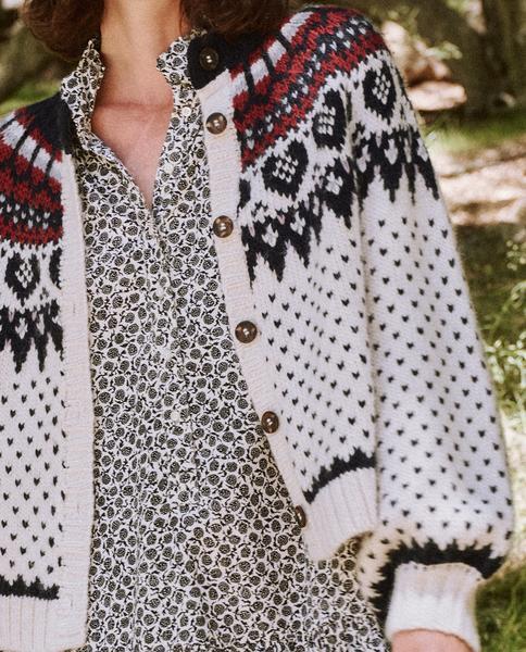 THE HEART FAIR ISLE CARDIGAN CREAM W 