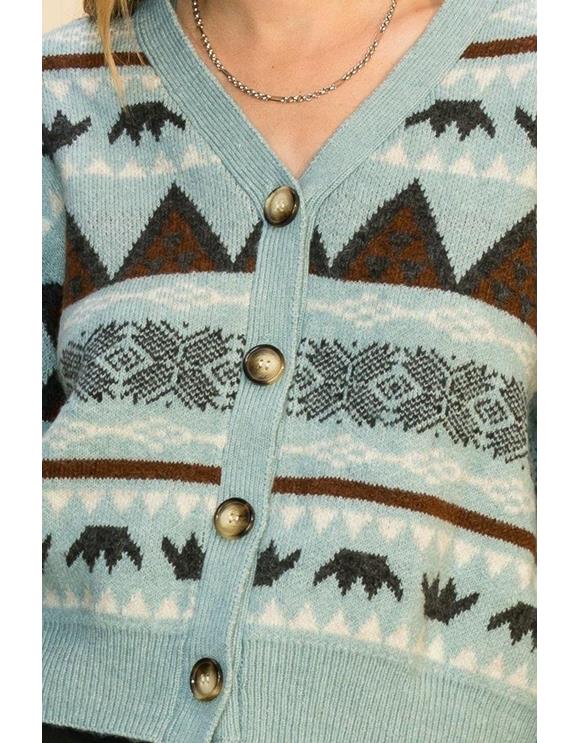 JACQUARD BUTTON DOWN CARDIGAN SWEATER 