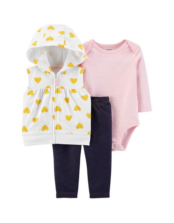 Pink & Black with Hearts NWT Carter's Infant Girls 3-Piece Little Vest Set