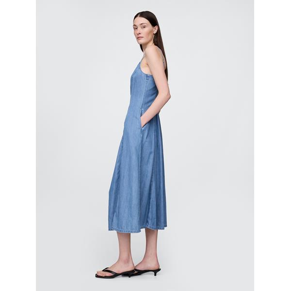 Lil Legs Denim Maxi Slip Dress - Black Wash