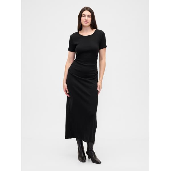 V-SS RIB KNIT MIDI TRUE BLACK | Gibbons