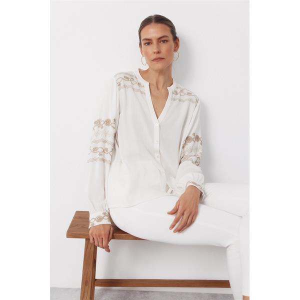 EMBROIDERED BLOUSE - 3B.EMBRO IVORY | Gibbons