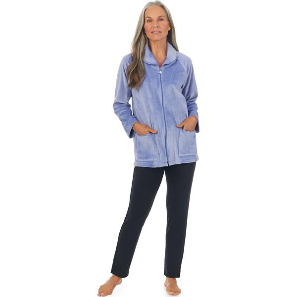 EILEEN WEST Lux Velour Short Bed Jacket 404 CORNFLR BLU Gibbons