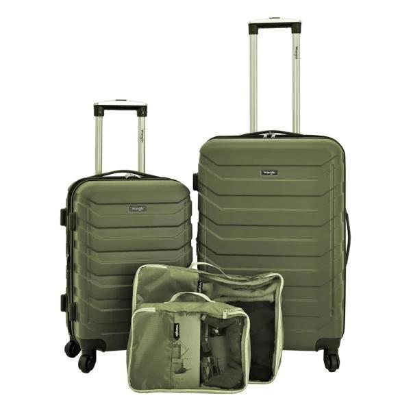 4PC WRANGLER 4 WHEEL LUGGAGE SET OLIVE Gibbons