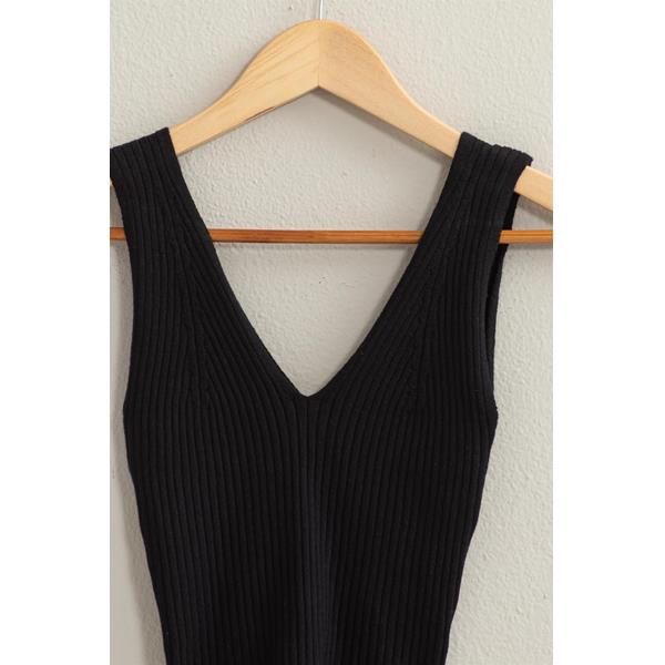 Color Block V-Neck Rib-Knit Tank