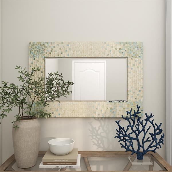 MIRROR GREY SHELL COASTAL 24X36 WHITE | Gibbons