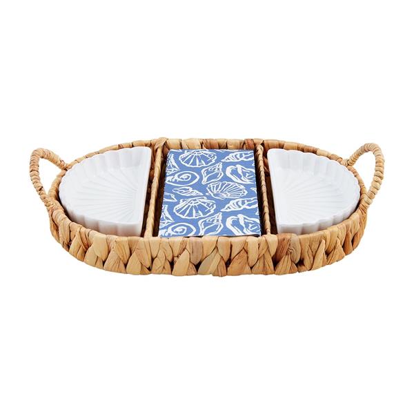 SHELL GUEST TOWEL + DISH BASEKT SET BEIGE | Gibbons