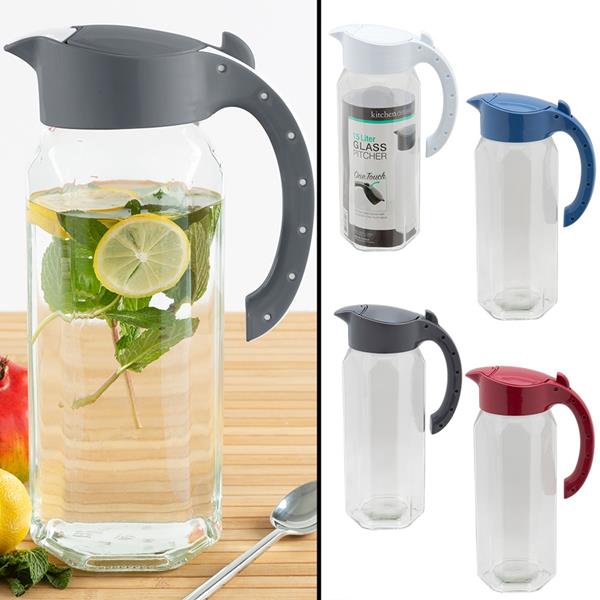 50 OZ GLASS PITCHER WITH LID ASST COLOR ASSORTED | Gibbons