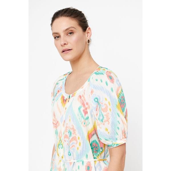 SS PUFF SL PRINT BLOUSE WHITE PRINT | Gibbons