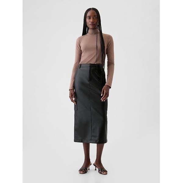 ROXANNE VEGAN LEATHER MIDI SKIRT