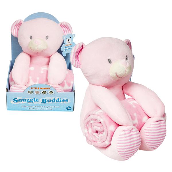 JAMIKS - Velour Bear Blanket- Pink main image 0