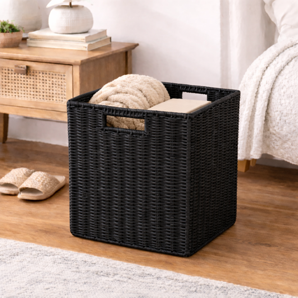 PAPER RATTAN KD CUBE BLACK | Gibbons