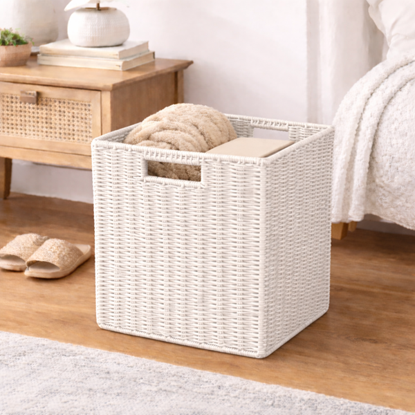 PAPER RATTAN KD CUBE WHITE | Gibbons