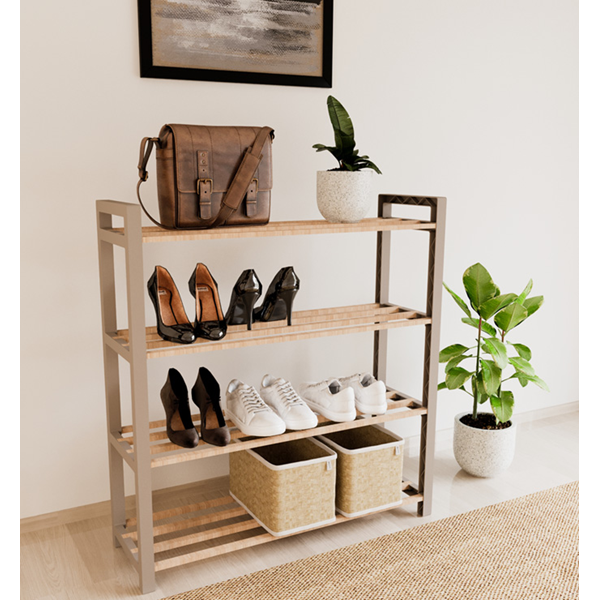 WOODEN SHOE RACK- 4 LAYERS BEIGE | Gibbons