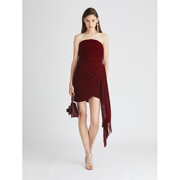 Draped Velvet Cocktail Dress