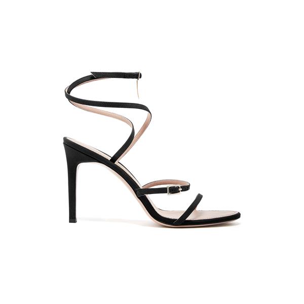 Silk Crepe de Chine Ruby Asymmetric Sandals| Shoes | Oscar de la Renta ...