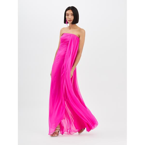 Draped Column Gown - Gowns & Caftans - Oscar de la Renta Shocking Pink ...