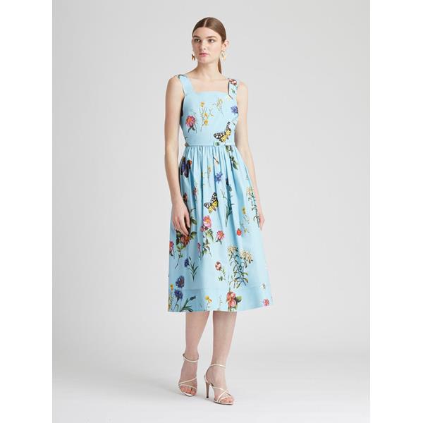 Botanical Garden Poplin Dress|Day Dress| Oscar de la Renta Aquamarine ...