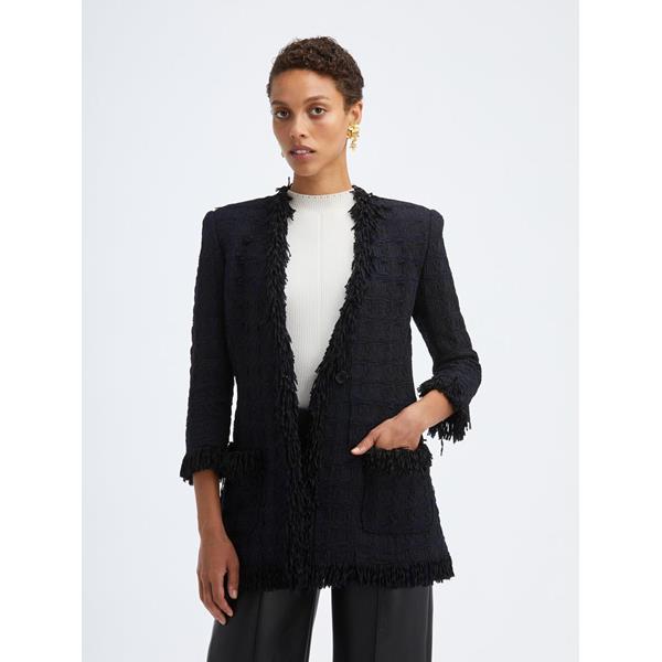 Tweed Collarless Jacket| Jackets & Coats| Oscar de la Renta Midnight ...